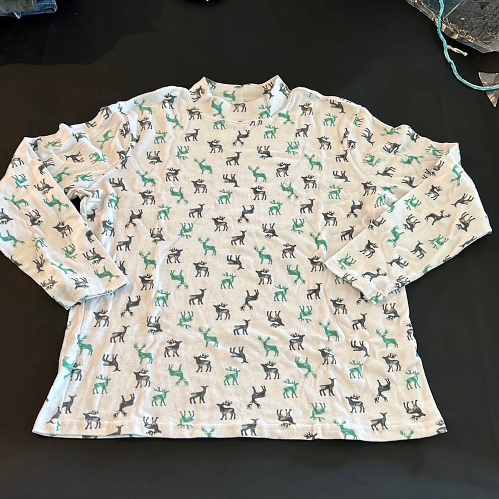 Northcrest Festive Elk Turtle Neck Top